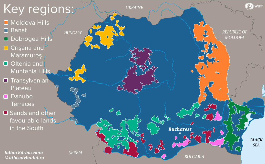 Wine map of Romania