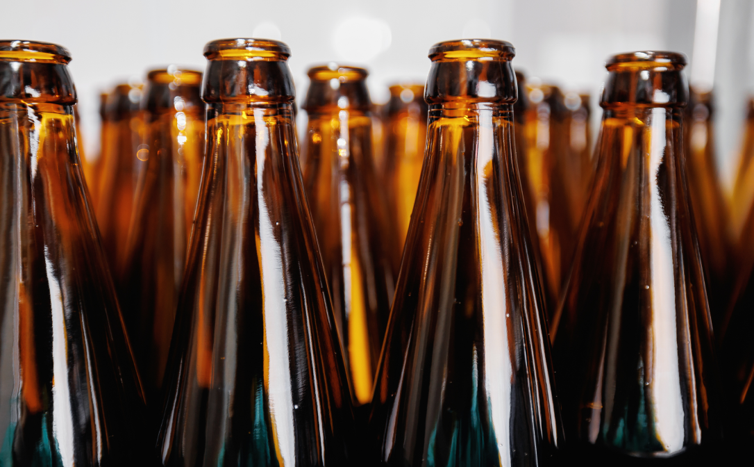 Beer bottles from brown glass